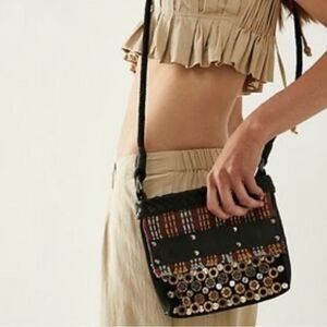 NWT  Free People woven leather
Bind embellished square crossbody bag $98